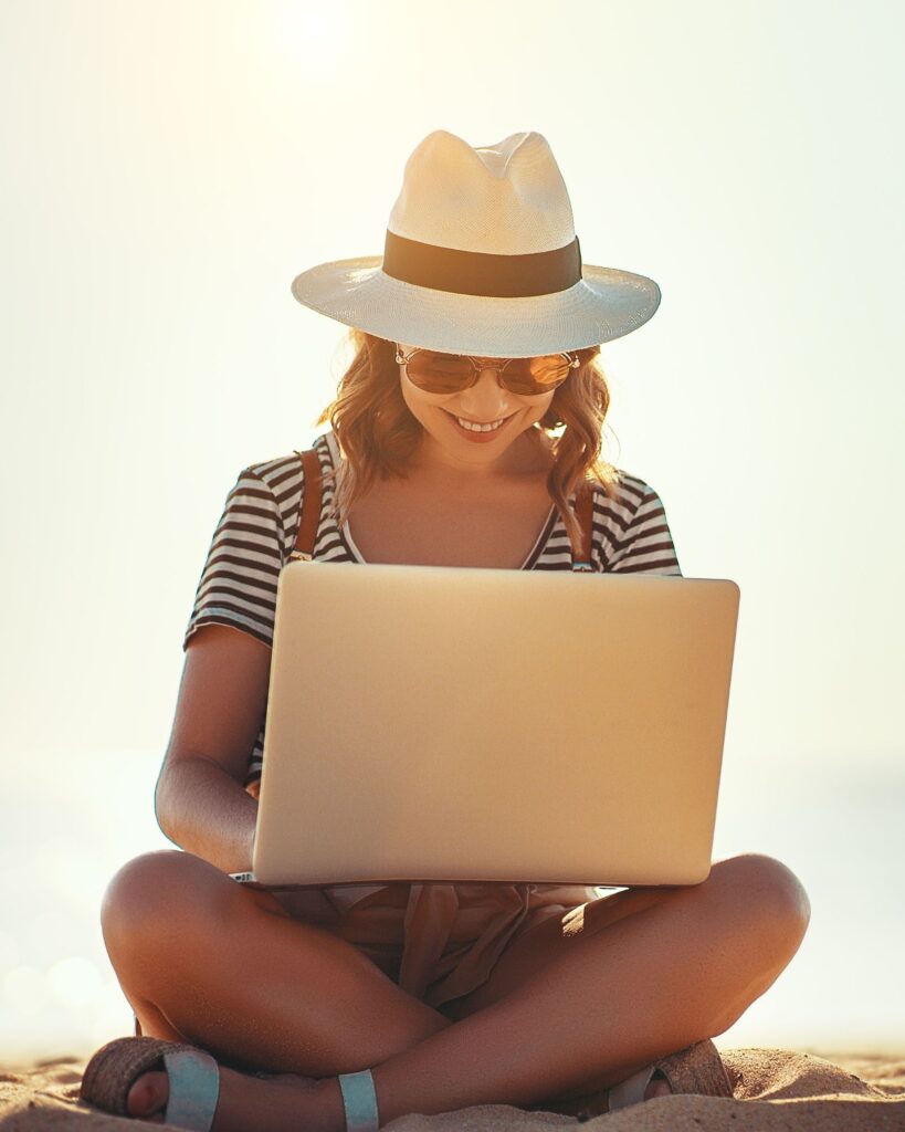 ambitious woman working on her laptop